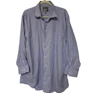 Covington Mens XL Blue White Stripe Dress Shirt Wrinkle Free Stain Free